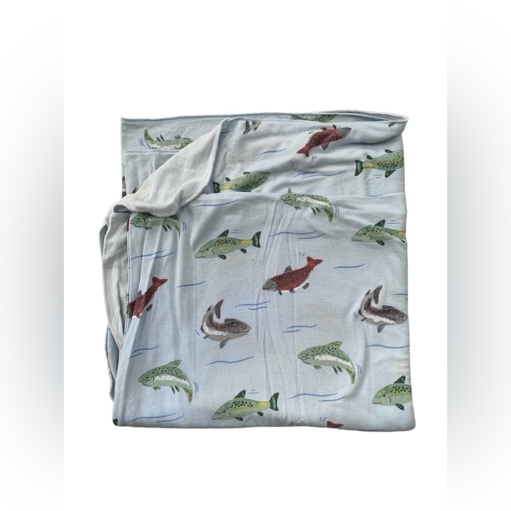 Angel Dear 45x45 Bamboo Swaddle Blanket in Fishing Trout Lake Fish Print